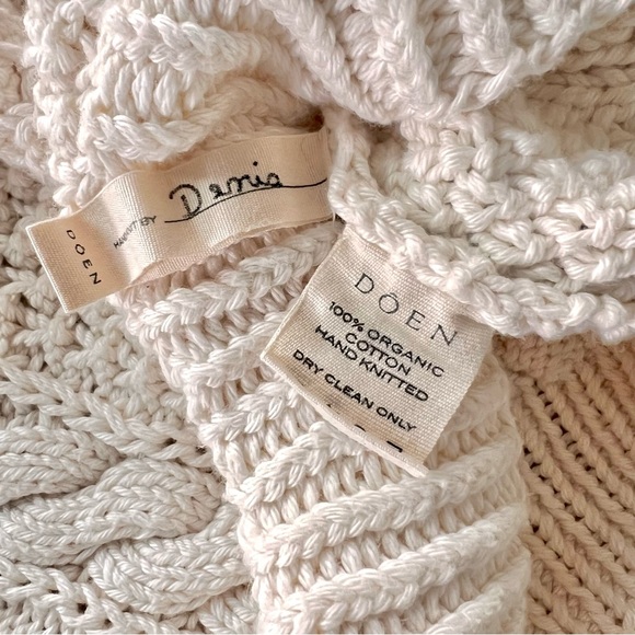 💋SOLD💋 🕊️🤍DÔEN ‘Anchor’ Hand Knit Organic Cotton Pullover Sweater Ivory S✨💋 - Picture 9 of 16